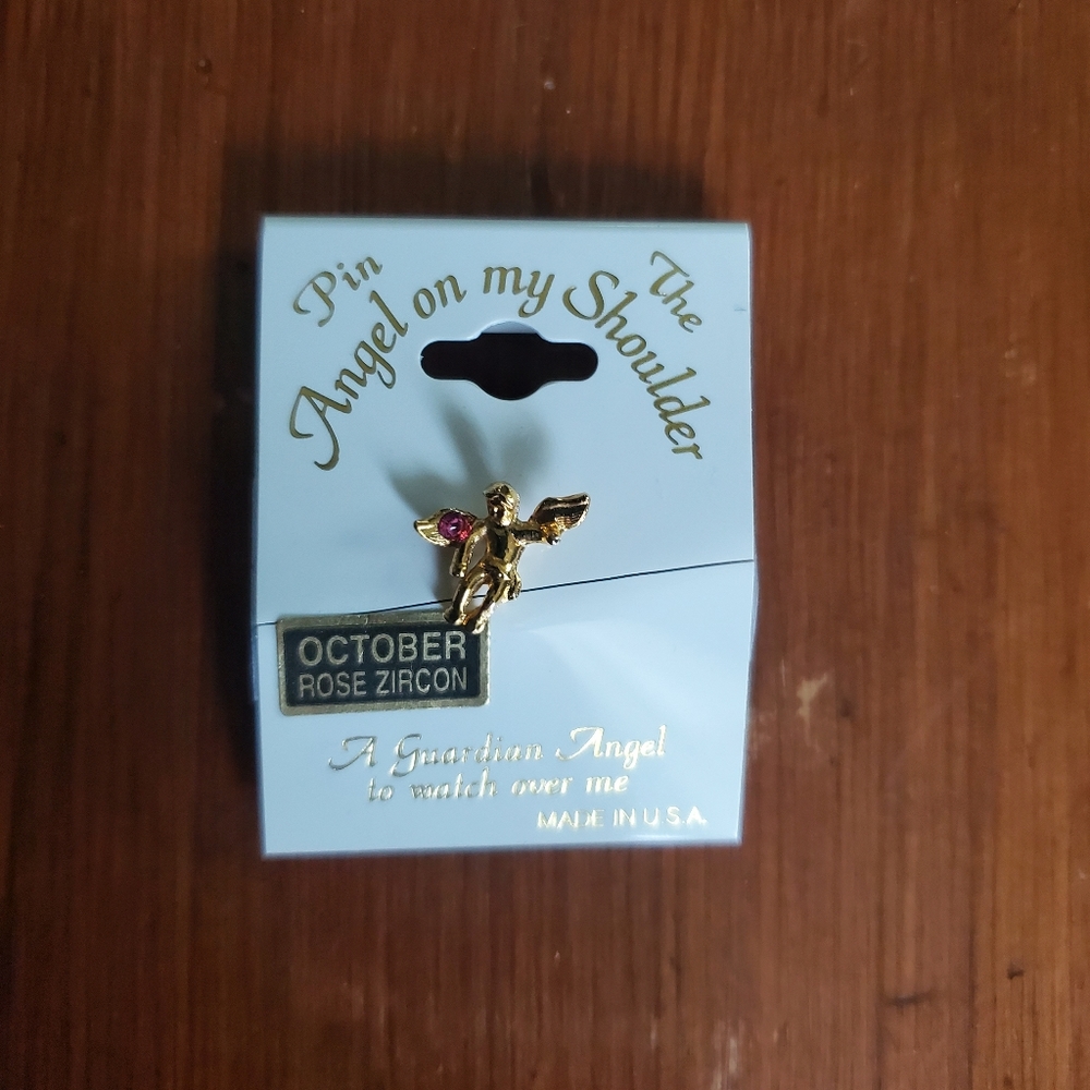 Rose Zircon Angel Lapel Pin